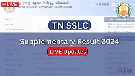 TN SSLC 10th Result 2024 Updates: Result declared at .